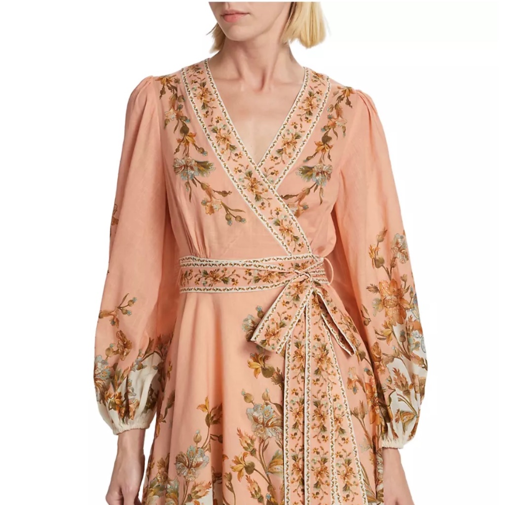 Zimmerman Chintz Floral-Print Cotton Wrap Minidress